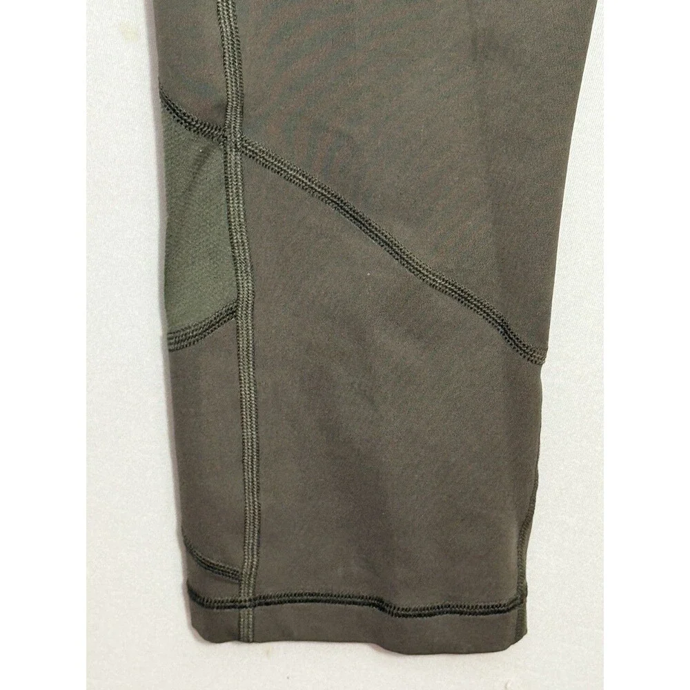 Lululemon Pace Rival Crop 22 Leggings Womens 8 Dark Olive Green Pockets